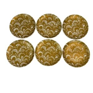 Gold Tone Appetizer/Dessert Plates Set 6 Room Creative Marbles Stoneware